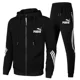 thumbnail image 2 of LONG Chándal ASFashion para hombre, conjunto de otoño con cremallera, chaqueta y pantalón de chándal a rayas para correr, fitness, baloncesto y trotar, 2 piezas, 2 of 5