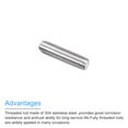 thumbnail image 4 of Unique Bargains Fully Threaded Rod M14 x 50mm 2mm Thread Pitch 304 Stainless Steel Right Hand Threaded Rods Bar Studs 5 Pack, 4 of 4