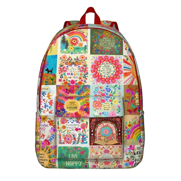 Nordic Style Casual Laptop Backpack for Women, Waterproof College Daypack with Tribal Elements and Multi-Pocket Layout