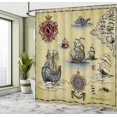 thumbnail image 5 of Ambesonne Hand Drawn Shower Curtain, Antique Map Pirate, 69"Wx75"L, Beige Red Grey, 5 of 5