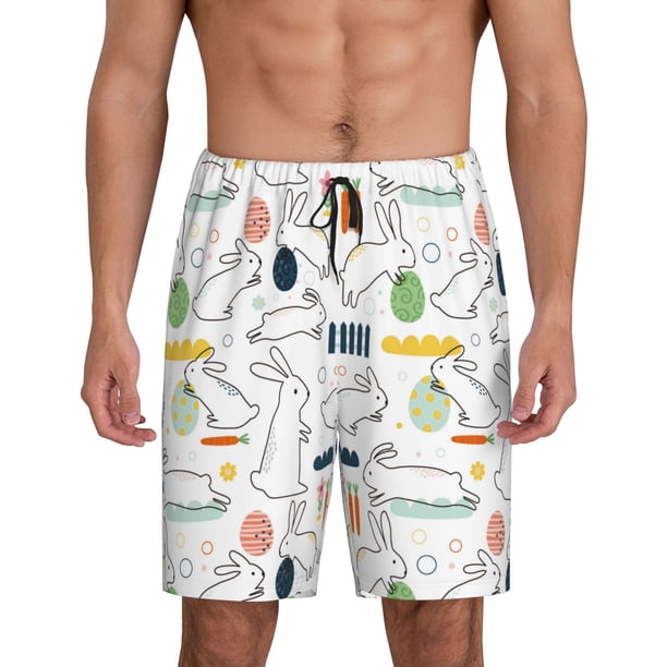 Fotbe Easter Rabbit Pantalones Cortos de Pijama para Hombre, Ropa de Dormir, Pantalones de Pijama Cortos para Hombre-Medium