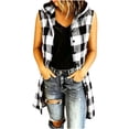 thumbnail image 3 of AGWOLF Women's Plaid Vest Brushed Sleeveless Flannel Shacket Shirt Fall Casual Lightweight Jacket Fashion Boyfriend Tops White XXL, 3 of 8