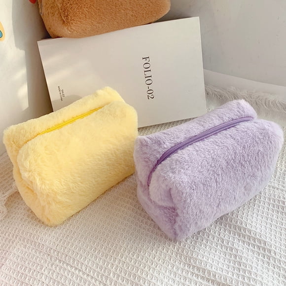 Bolsa de cosméticos Bolsa de maquillaje de felpa Bolsa de maquillaje de felpa encantadora Bolsa de maquillaje grande Funcionalidad versátil Jadeshay A