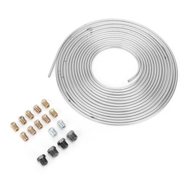 Tubo De Línea De Freno De 25 Pies, 3/16 Pulgadas De Diámetro Exterior, Cobre Niquelado Con Accesorios Para Frenado Hidráulico, Aplicaciones De De Combustible