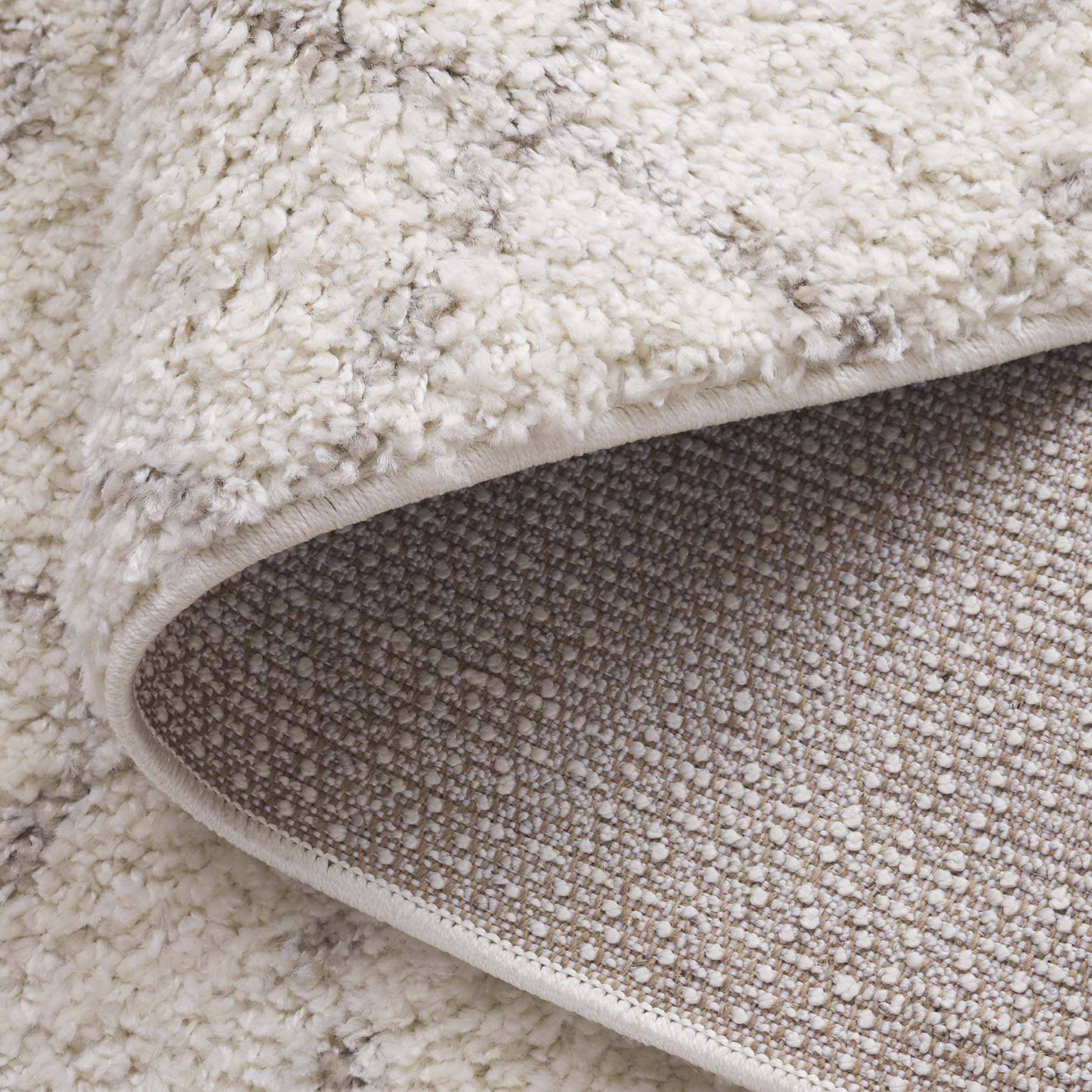 SAFAVIEH Arizona Teagan Geometric Shag Area Rug, Ivory/Beige, 11' x 11' Square