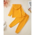 thumbnail image 3 of Kucnuzki 4T Toddler Girls Winter Outfits 5T Toddler Girls Warm Clothes Sets Long Sleeves Hoodie Sweatshirt Top Elastic Pants 2pcs Pant Sets Yellow, 3 of 8