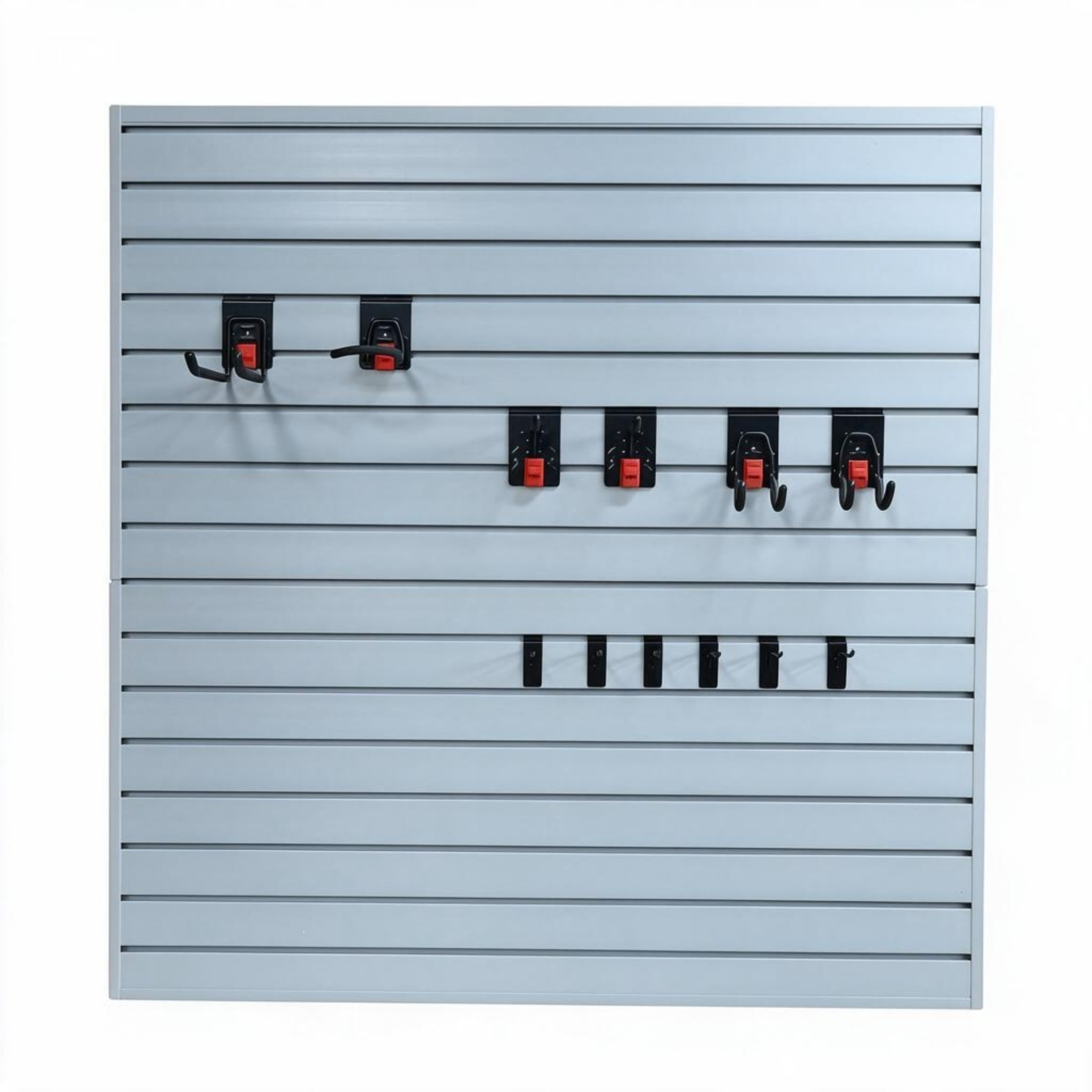 GDF Studio 4x4FT PVC Slatwall Panel Kit Garage Storage System with 12 Hooks, Lightweight Water-Resistant Panels, Grey