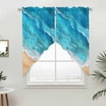 thumbnail image 3 of Ocean Waves Swag Valances for Windows 2 Pack Abstract Gradient Yellow Teal Waves Beach Swag Kitchen Curtains 63 Inches Long Rod Pocket Short Window Treatment for Kitchen Bathroom 36"x63", 3 of 9