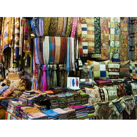 Fabrics, Rugs, Scarves, Cushions for Sale, Grand Bazaar, Istanbul, Turkey, Europe Print Wall Art By Martin (Best Time To Visit Grand Bazaar Istanbul)