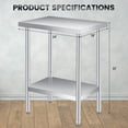 thumbnail image 3 of EDTara Stainless Steel Work Table, 18" x 24" with Adjustable 2-Tier Undershelf, 660LBS Capacity for Kitchen, Garage, Restaurant, 3 of 7