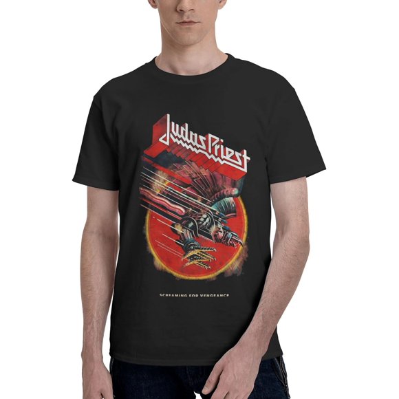 Judas Priest Men's Short Sleeve T-Shirt Crewneck Cotton Casual Tees Graphic T-Shirt for Men Black