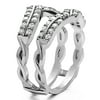 Diamonds (G,I2) and Ruby Mounted In Sterling Silver Double Row Criss Cross Ring Guard Enhancer (0.66ctw)