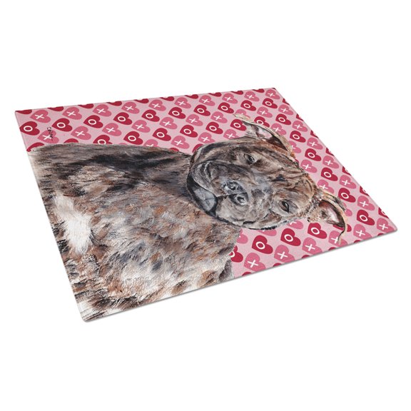 Carolines Treasures SC9705LCB Staffordshire Bull Terrier Staffie Hearts and Love Glass Cutting Board Large 12H x 16W