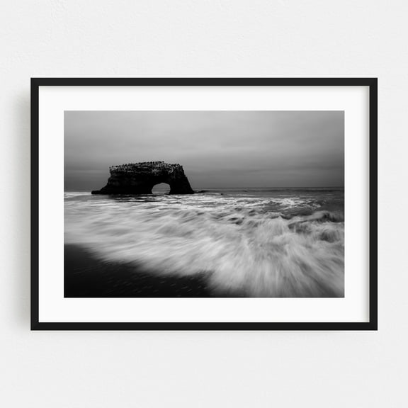 Pacific Arch B&W - Santa Cruz California Photography Black Framed Wall Art Print 16 x 24 inches