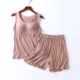 thumbnail image 2 of snilers Pajama Sets for Women Built in Bra Tank Top and Shorts 2 Piece Outfits Plus Size Pj Sets Sleepwear Casual Loose Lounge Set, 2 of 6