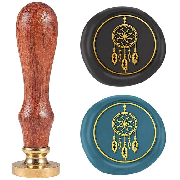1" Dreamcatcher Wax Seal Stamp Retro Sealing Stamps Removable Brass Head Seal Stamp with Wooden Handle Sealing Wax DIY