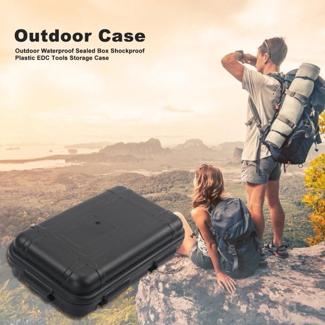 Escalada Caja sellada impermeable para exteriores Caja de almacenamiento de herramientas EDC a prueba de golpes (Negro M)