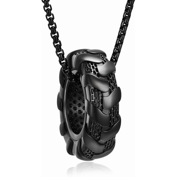 Wheel Tire Urn Necklace for Ashes Cremation Jewelry for Women Men Auto Parts Pendant Stainless Steel Memorial Necklaces Keepsake Jewelry of Loved One