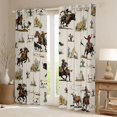 thumbnail image 2 of Feelyou Western Cowboy Cowgirl Black Out Curtains, Hippie Cactus Botanical Curtains Pack of 2 (42x63 Each), Rustic Sheep Cow Horse Bedroom Curtains, Window Curtains Decor, 2 of 6