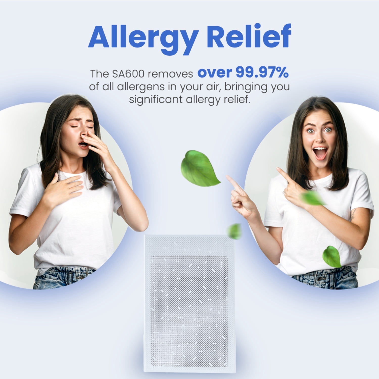 Smart Air SA600 Purifier with Dual H13 HEPA 99.97 Carbon Filters for 1200 sq ft