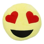 Soft Plush Emoji Pillows with Love Eyes or Love Kiss Emoji, Yellow
