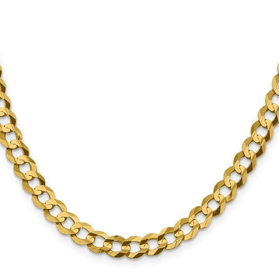 Diamond2Deal 10K Yellow Gold 7.2mm Lightweight Flat Cuban Chain Necklace for Men 22"
