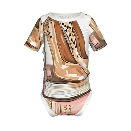 

Yiaed Stylish High Heels On Books Print Infant Climbing Short Sleeve Onesie One-Piece Baby Bodysuit Clothes 0-12 Months -12 Months