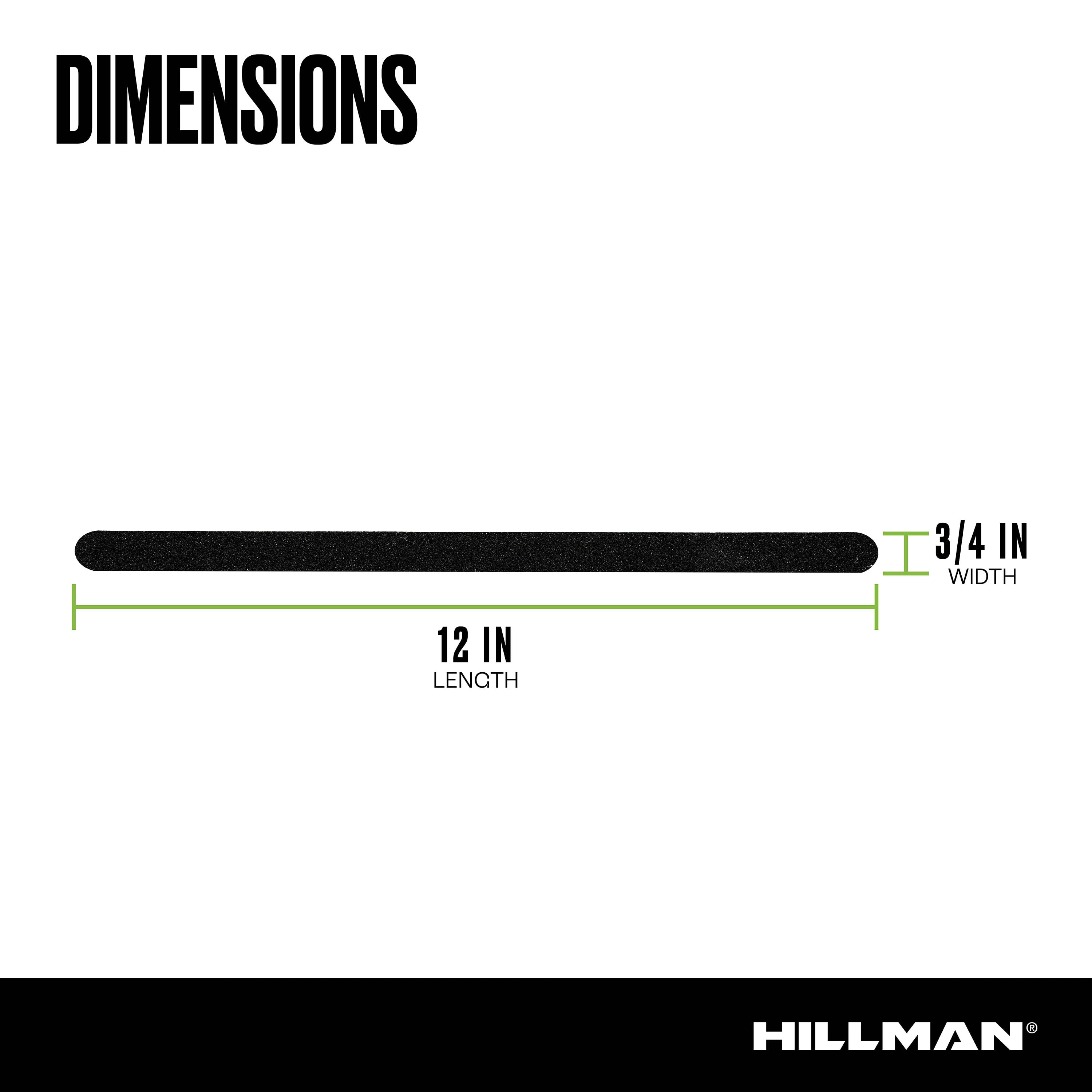 Hillman 3/4" x 1 ft Traction Control Anti-Slip Tape with Treads, Indoor and Outdoor, Black, Coarse Paper (8 Pack)