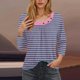 thumbnail image 2 of Blusas para las Mujeres Casual 3/4 Manga Impresa Camiseta Superior, Blusa Ligera para Diario, Fecha, Compras Y Primavera Otoño Desgaste, 2 of 5