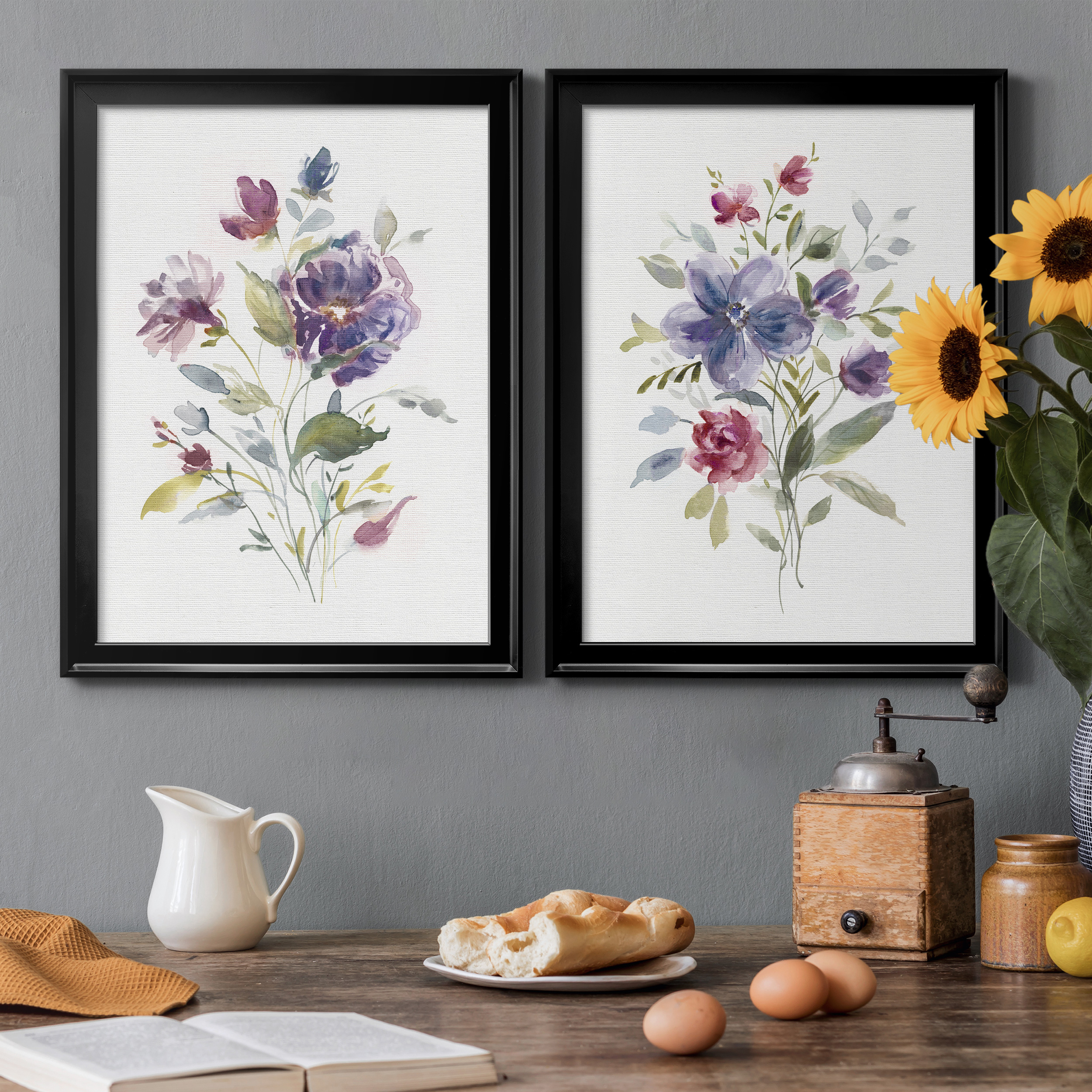 2 Piece Set Color Variety I Premium Framed Canvas - Ready to Hang - 22.5 x 30.5 Each - Black Frame