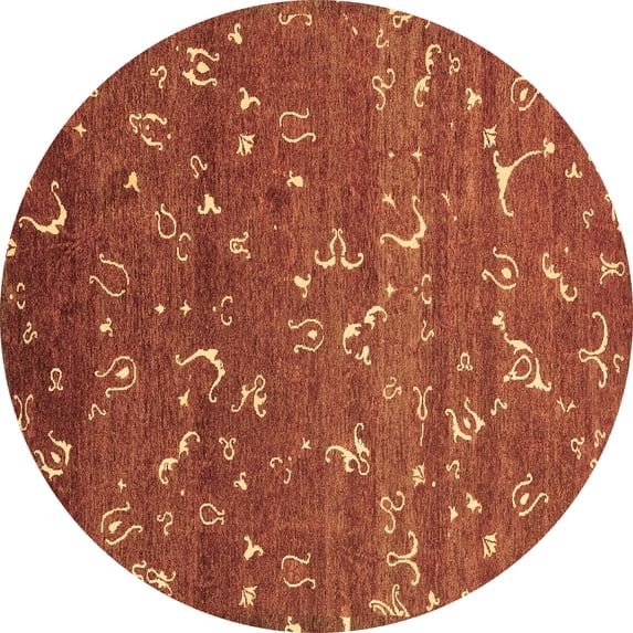 Ahgly Company Indoor Round Abstract Brown Modern Area Rugs, 3' Round