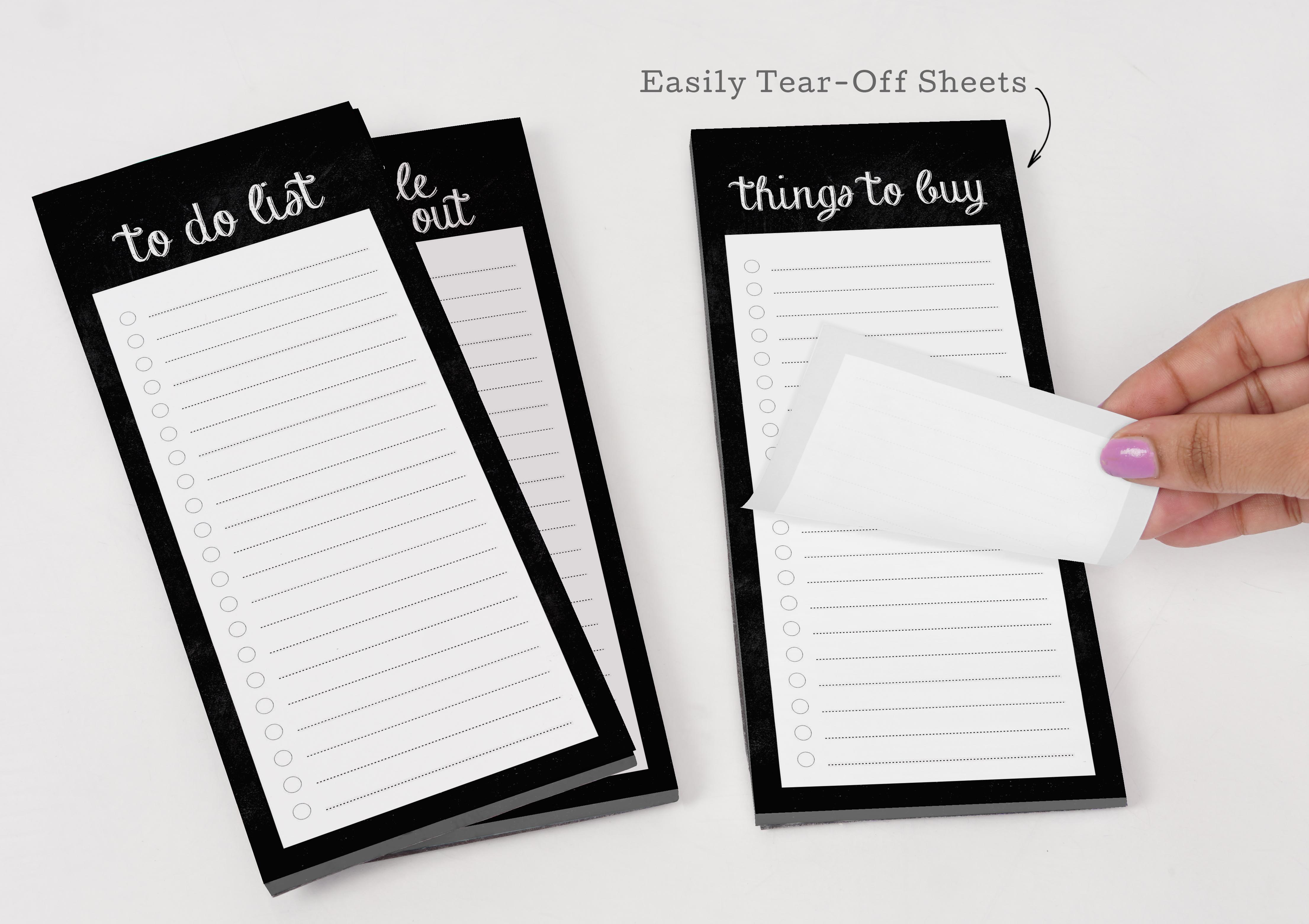 Inkdotpot Pack of 3 Magnetic Fridge To-Do List Notepads- Magnetic Memo Pads For Refrigerator-(50 Sheets Each)-KK