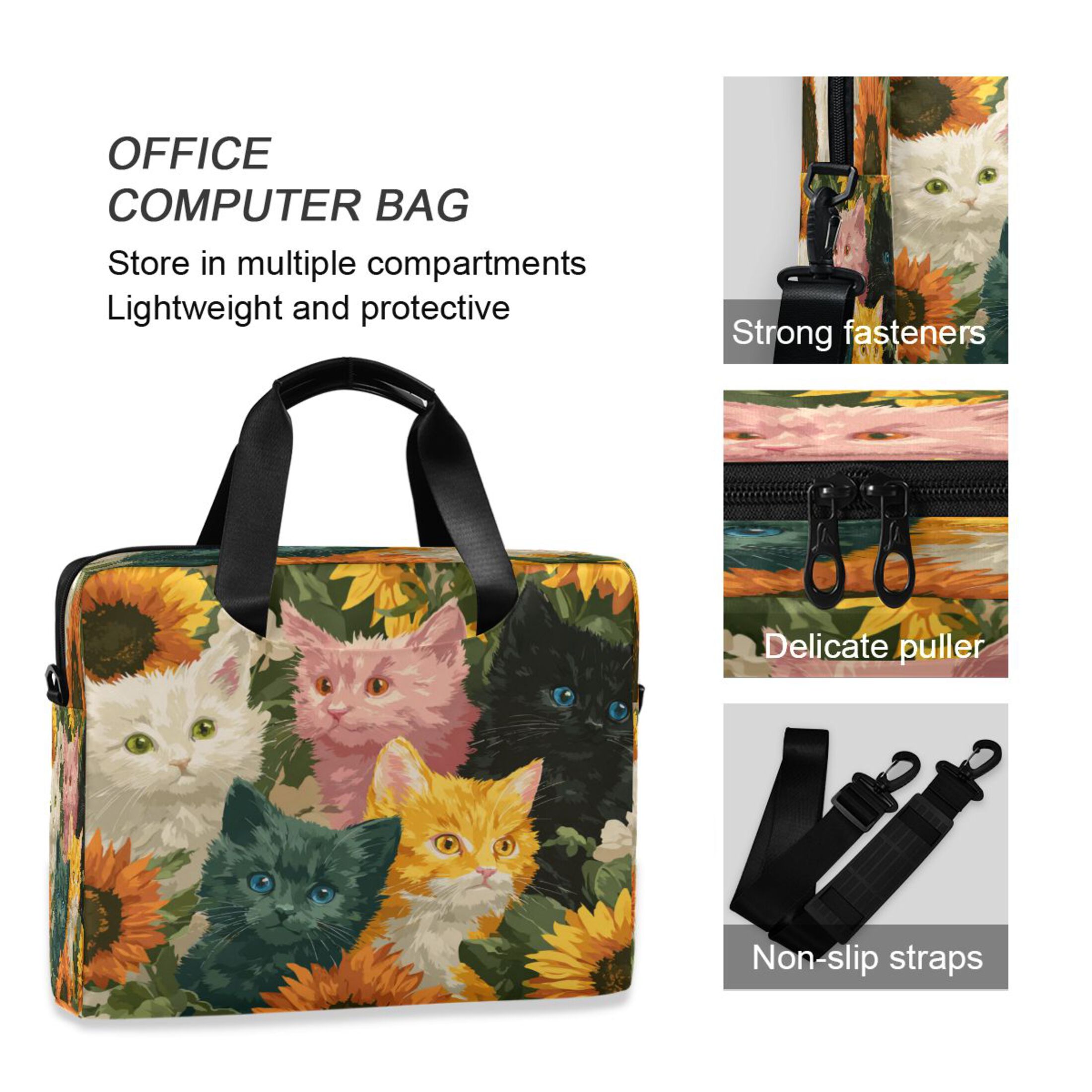 16" Laptop Tote Bag Laptop Sleeve Case Computer Briefcase for Work & Travel Various Colors Cat