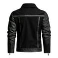 thumbnail image 4 of Jackets for Men Plus Size Motorcycle Jacket Zipper Leather Turndown Collar Casual Solid Patchwork Winter Jacket,Coats for Men Black, 4 of 6