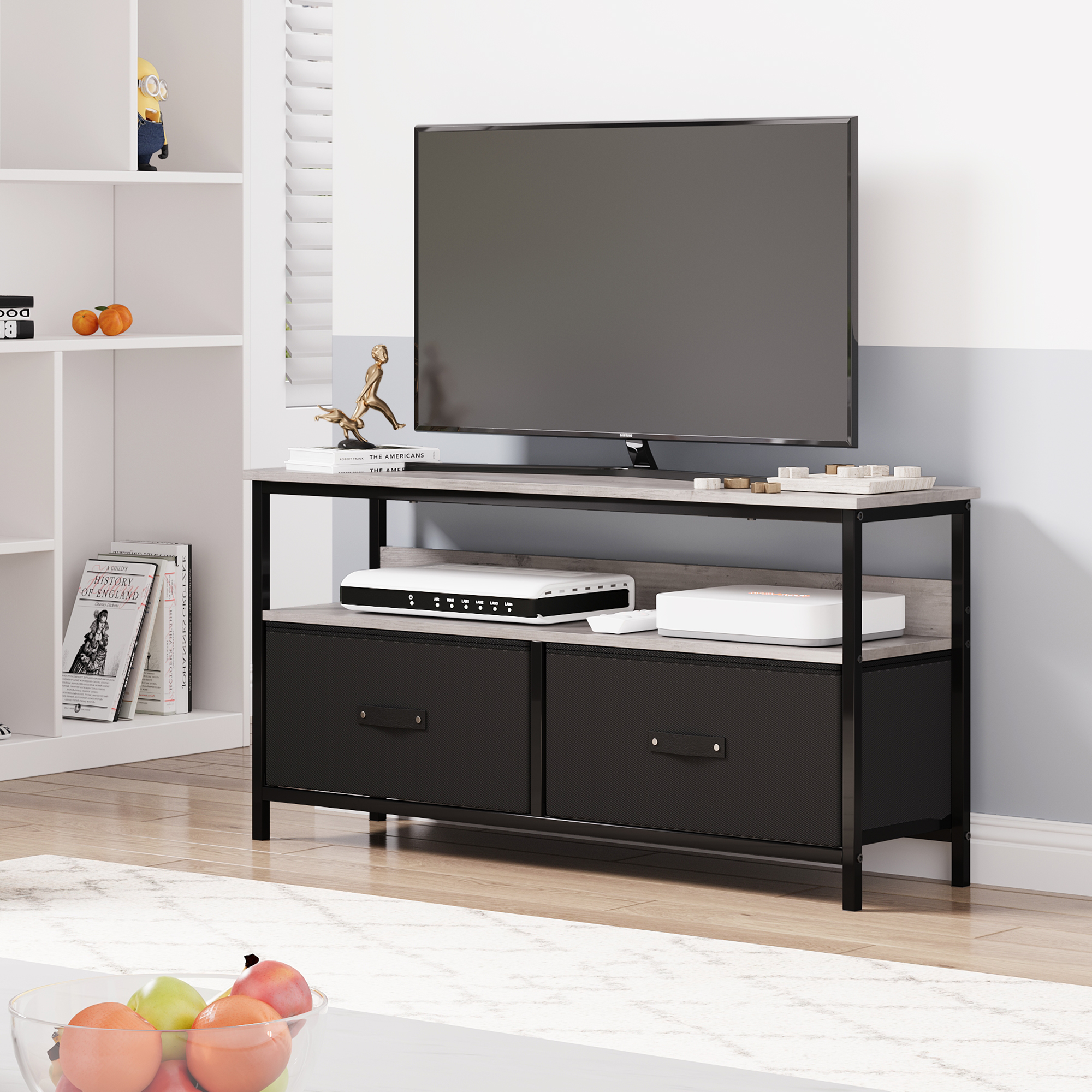 Dresser TV Stand 2Drawers, 50 Inch TV Stand for Bedroom Small TV Stand