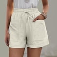 thumbnail image 2 of PMVFHDE Casual Shorts For Women Elastic Waist With Pockets Summer Loose Solid Plus Size High Waisted Wide Leg Pants White,S, 2 of 7