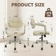 thumbnail image 3 of Leather Home Desk Chair, Adjustable Height and Backrest 360° Rolling Swivel Computer Task Chairs, Mid Century Modern Ergonomic Vanity Make Up Chair with Armrest for Home Office, Beige, 2 Pack, 3 of 8