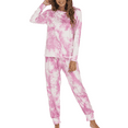 thumbnail image 3 of Defitshape Women's Long Sleeve Pajama Set Soft Pant Pajamas Cute Long Tie Dye Printed 2 Piece Fall Spring Sleeping Pjs Pink Medium, 3 of 4