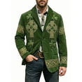 thumbnail image 2 of CONZONE St. Patrick's Day Mens Corduroy Blazer Casual Suit Jacket for Men Clover Embroidery Two Buttons Elegant Slim Fit Dress Jacket for Performance,Prom,Wedding, 2 of 6