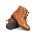 thumbnail image 4 of Liliana DB58 Women Quilted Leatherette Almond Toe Zipper Combat Boot, 4 of 5