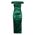 thumbnail image 5 of Efsteb Trendy Prom Dresses for Women Formal Short Sleeve Dress Cocktail Party Solid Color Dress Elegant One Shoulder Side Slit Dresses Stretch Slim Bag Hip Long Dress Clearance Green XXL, 5 of 8