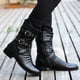 thumbnail image 2 of Botas de invierno a media pantorrilla con punta estrecha para hombre, botas Chelsea con correa y hebilla, botas de cuero para motocicleta, zapato de invierno para hombre de caña alta, 2 of 5