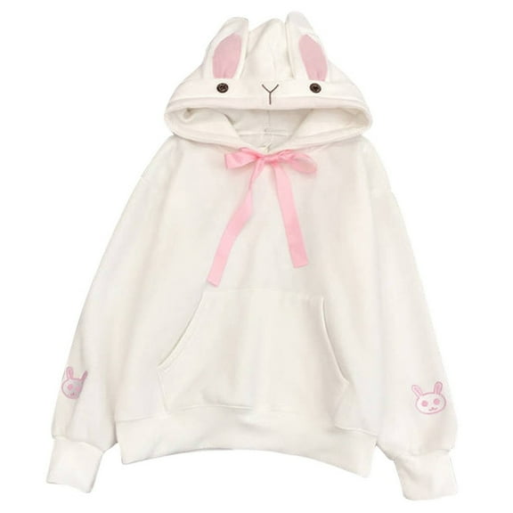 Fashion Cute Sweatshirt Women Cosplay Anime Bunny Ear Hoody Tops Teens Girls Comfy Loose Hoodie Pullover Sweater Shirt