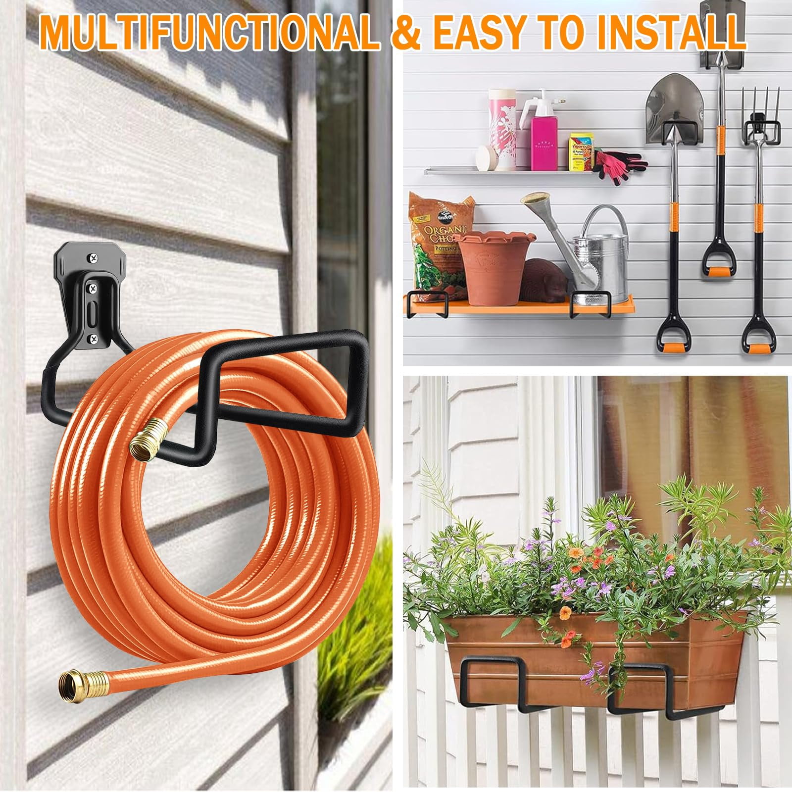 Hose Hanger  Holder Wall Mount Heavy Duty Organizer For Garden Hoses Metal Hook Outdoor Rack Water 3 Pack