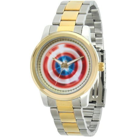 Marvel's Avengers: 75th Anniversary Shields Men's Two-Tone Alloy Watch, Two-Tone Stainless Steel Bracelet