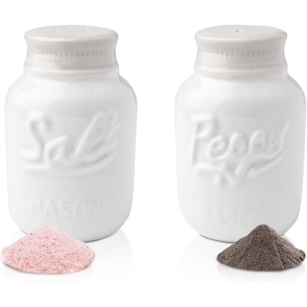 Comfify ceramic salt and pepper shaker set, mason jar design, aqua white