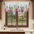 thumbnail image 6 of 2 Pack Valances for Window, Spring Pink Roses Short Curtains for Kitchen Bedroom Living Room, Pastoral Eucalyptus Leaves Gray Wooden Rod Pocket Small Window Treatment Valance Drapes 42 x 12 Inch, 6 of 8