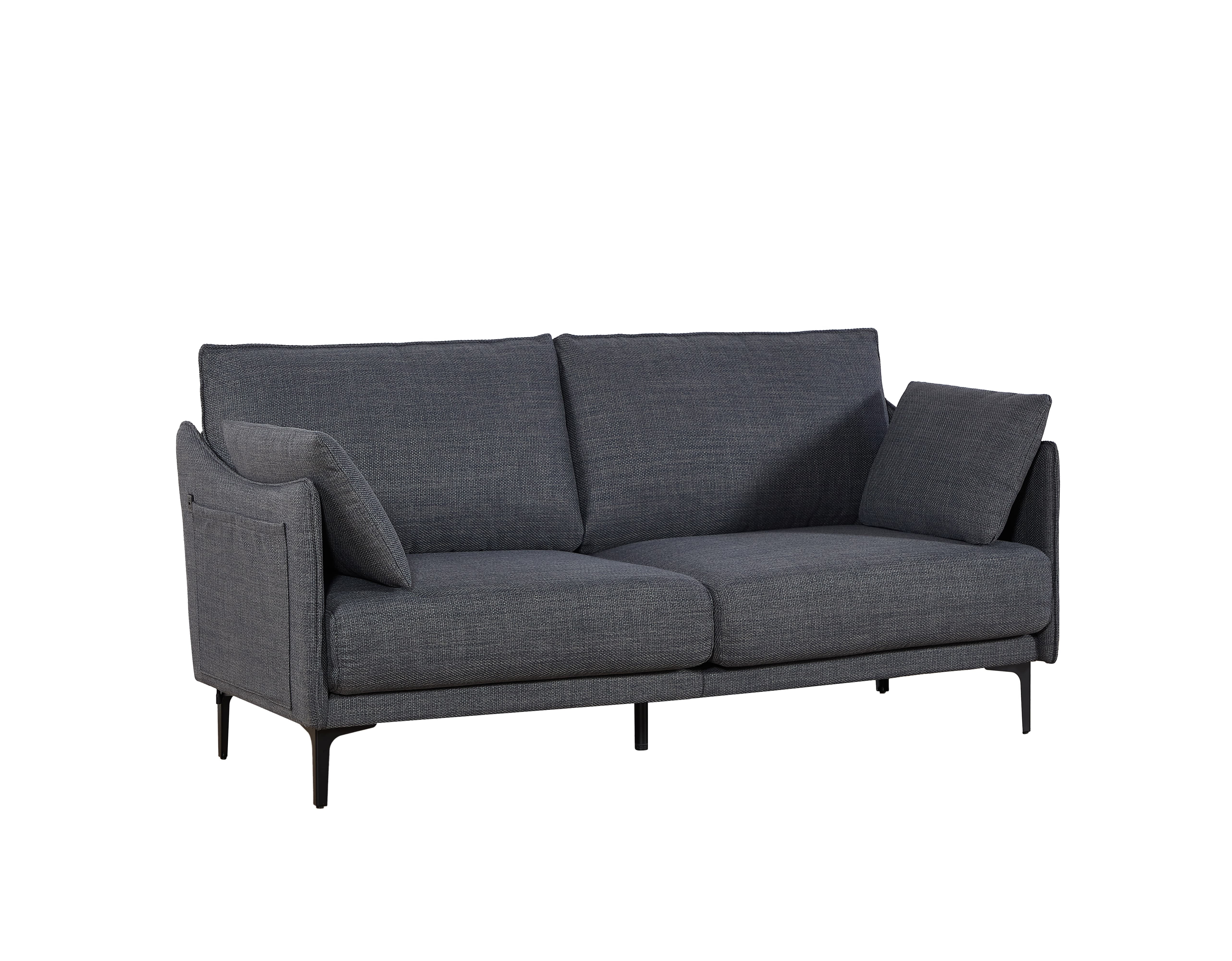 MAYEERTY 2.5 Seater Sofa For Bed Room, USB Charge Port , 2 Pillows,Gray
