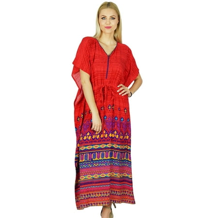 

Bimba Women Long Rayon Kaftan Maxi Coverup Red Caftan Kimono Sleeve