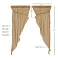 thumbnail image 5 of VHC Brands Primitive Farmhouse Window Tobacco Cloth Fringed Prairie Curtain Pair, x King, Khaki Tan, 5 of 8